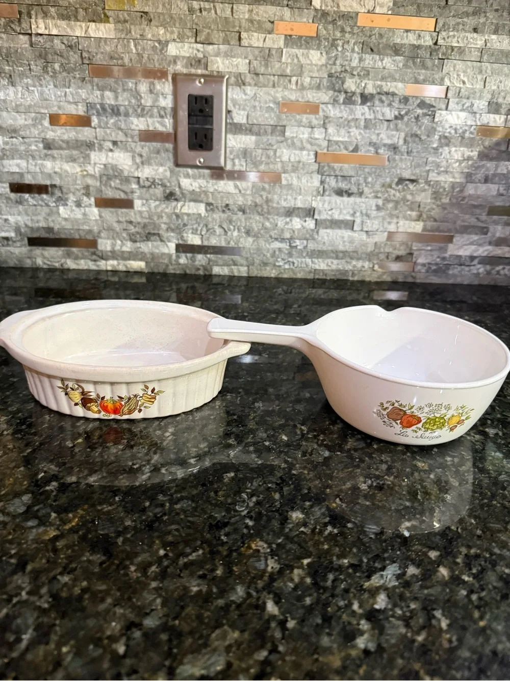 Vintage Corningware Spice of Life Small Casserole and Pot Pair